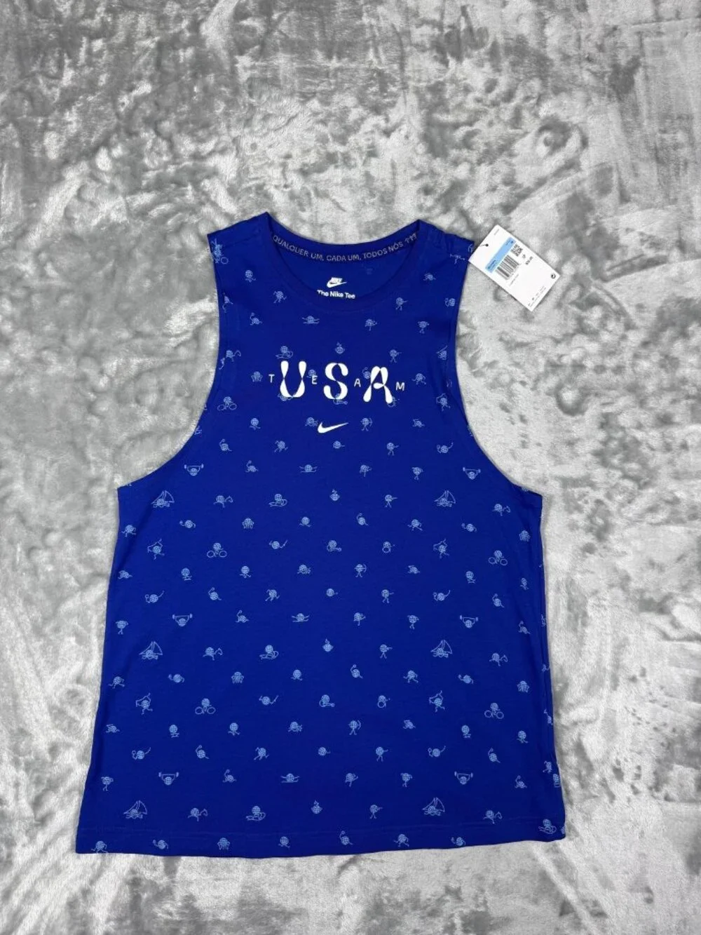 New USA Shirt Women's Medium Blue Olympic Team Nike 100% Cotton Graphic Tank Tee